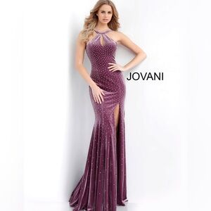 Jovani Backless Velvet Formal Gown